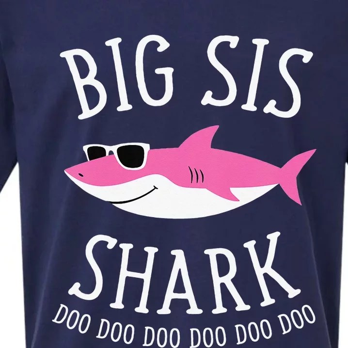 Big Sis Shark Funny Big Sister Sueded Cloud Jersey T-Shirt