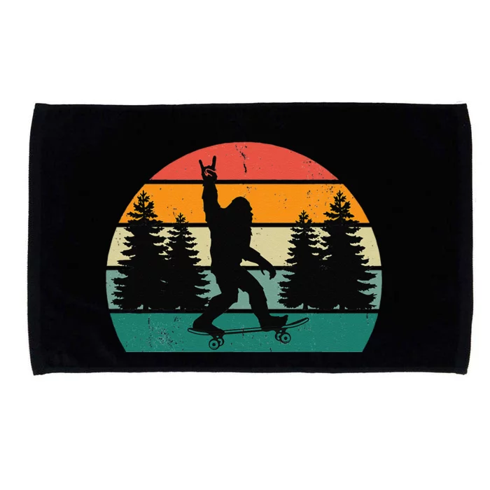 Bigfoot Skateboarding Skater Retro Sunset Funny Sasquatch Microfiber Hand Towel