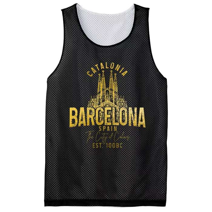 Barcelona Spain Souvenir Catalonia Mesh Reversible Basketball Jersey Tank