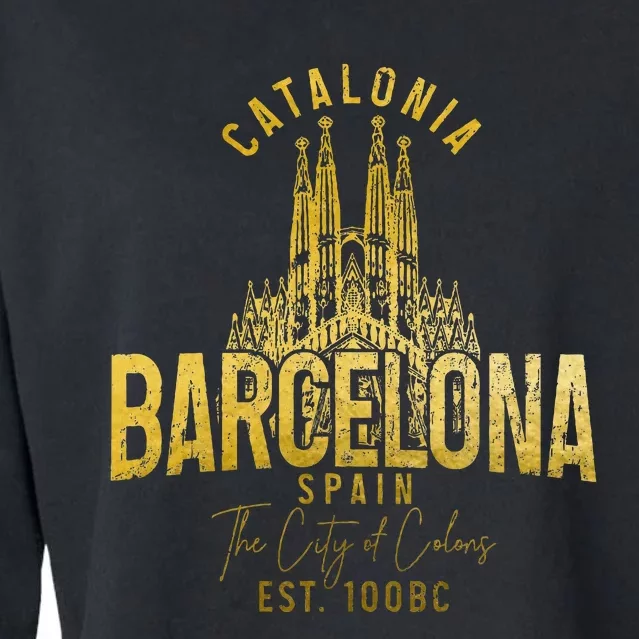 Barcelona Spain Souvenir Catalonia Cropped Pullover Crew