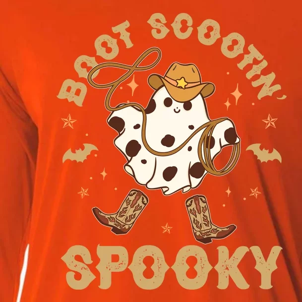 Boot Scootin Spooky Cute Halloween Cowboy Ghost Cooling Performance Long Sleeve Crew