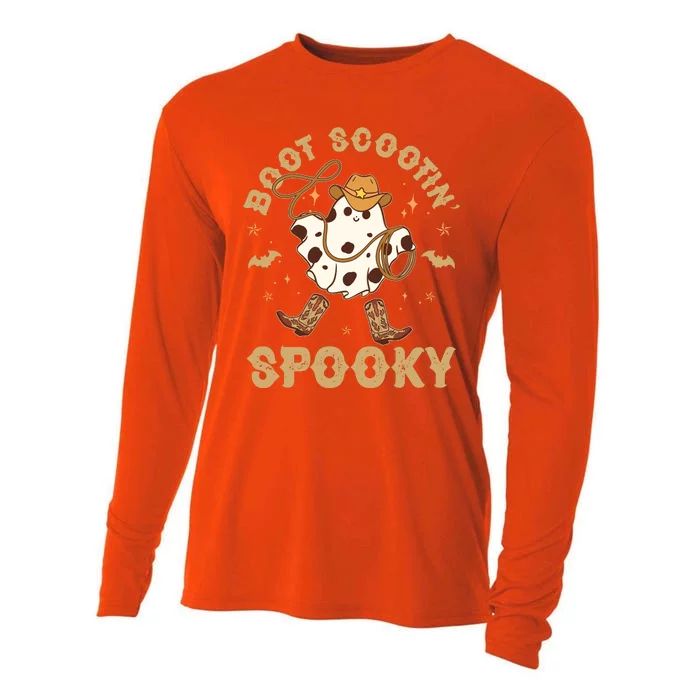 Boot Scootin Spooky Cute Halloween Cowboy Ghost Cooling Performance Long Sleeve Crew