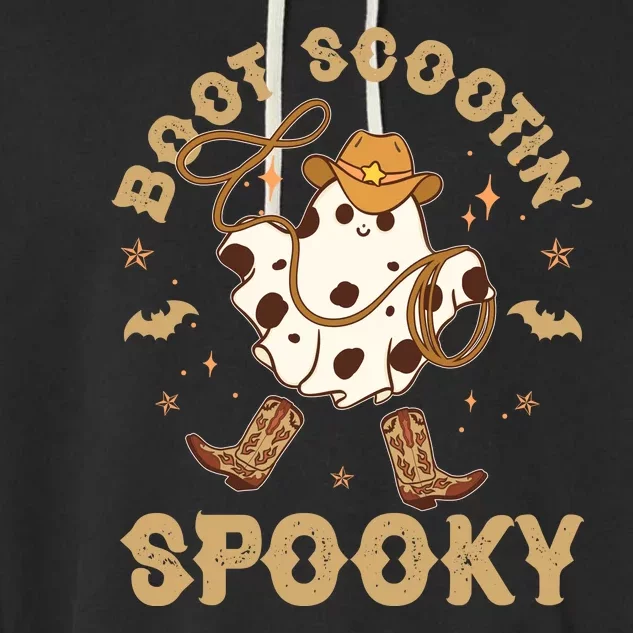 Boot Scootin Spooky Cute Halloween Cowboy Ghost Garment-Dyed Fleece Hoodie