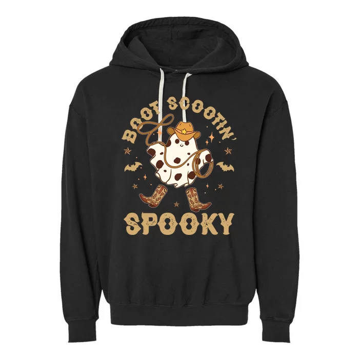 Boot Scootin Spooky Cute Halloween Cowboy Ghost Garment-Dyed Fleece Hoodie