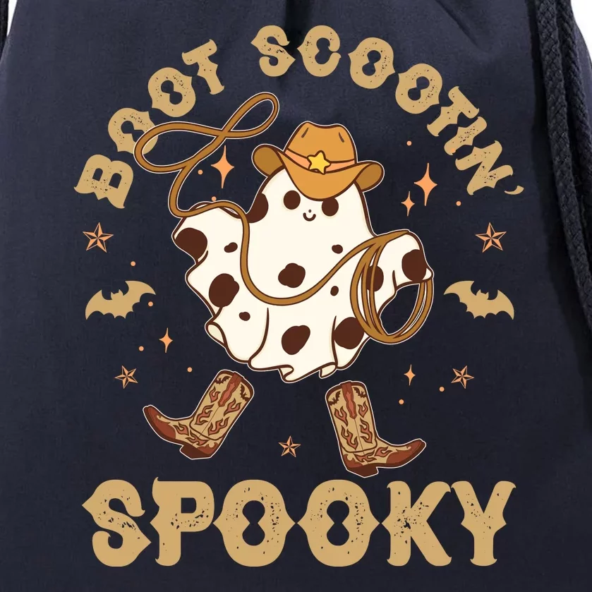 Boot Scootin Spooky Cute Halloween Cowboy Ghost Drawstring Bag