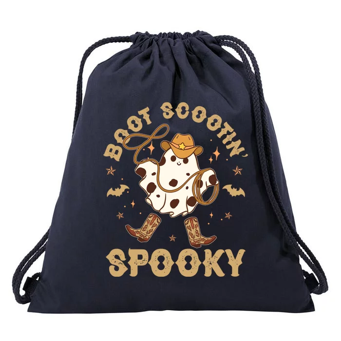 Boot Scootin Spooky Cute Halloween Cowboy Ghost Drawstring Bag