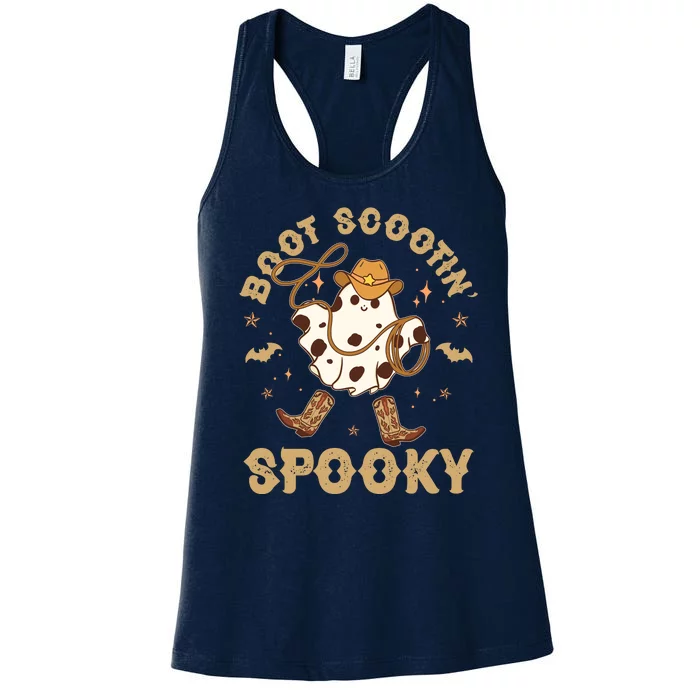 Boot Scootin Spooky Cute Halloween Cowboy Ghost Women's Racerback Tank