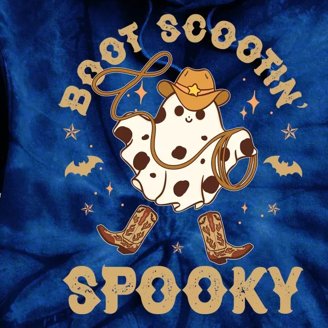 Boot Scootin Spooky Cute Halloween Cowboy Ghost Tie Dye Hoodie