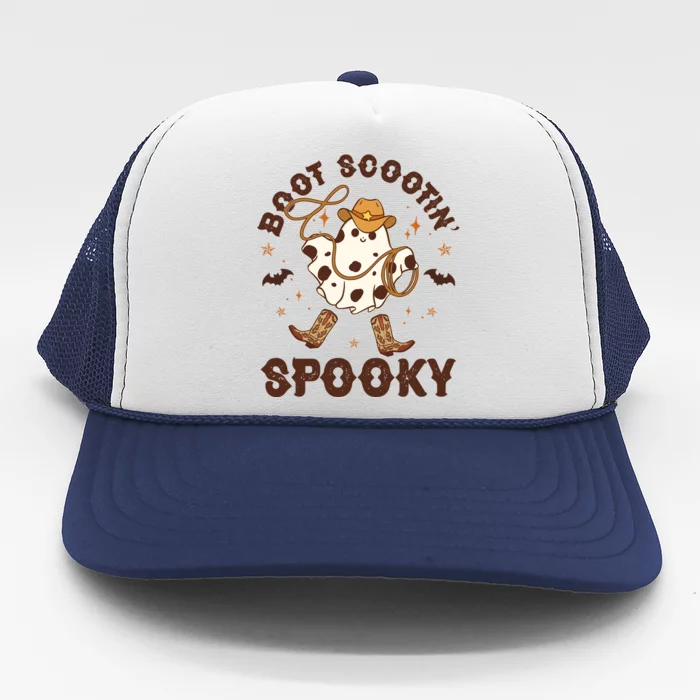 Boot Scootin Spooky Cute Halloween Cowboy Ghost Trucker Hat