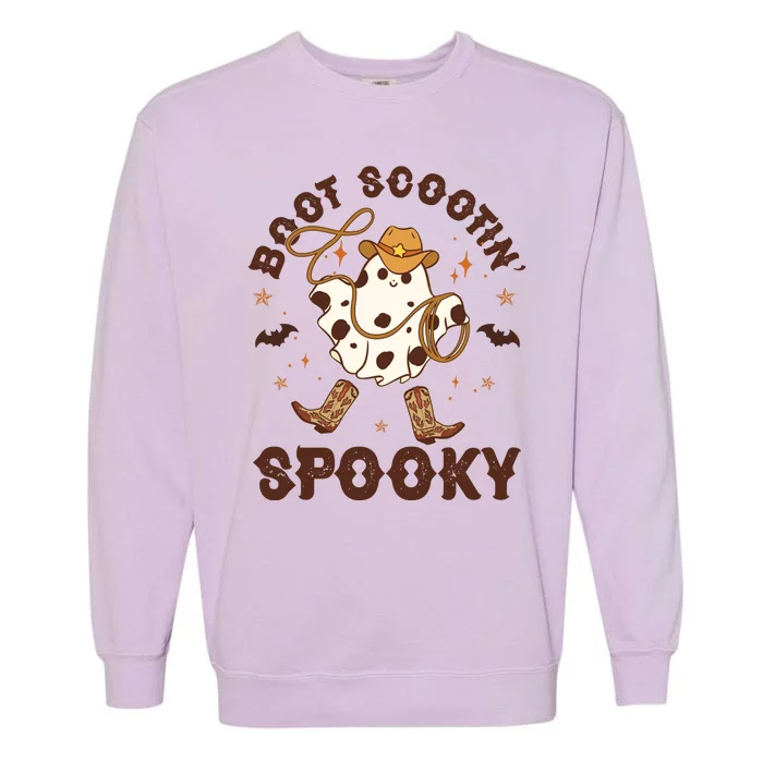 Boot Scootin Spooky Cute Halloween Cowboy Ghost Garment-Dyed Sweatshirt