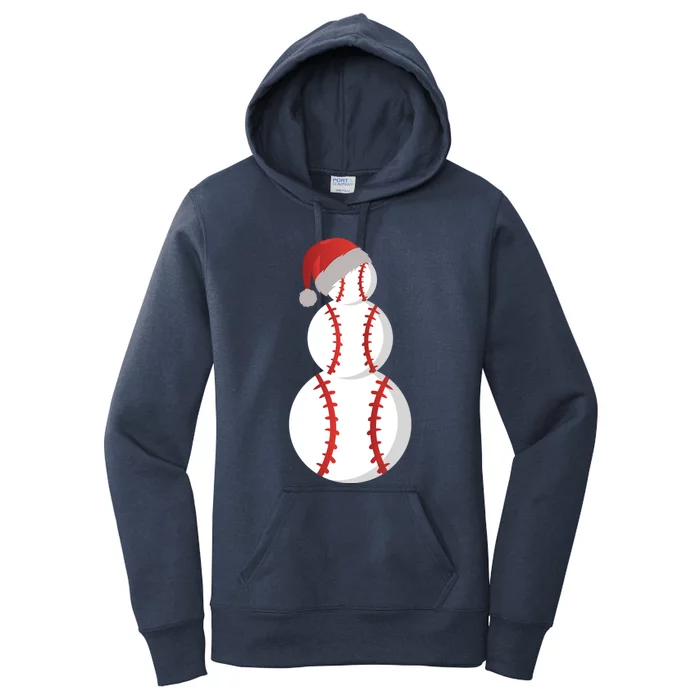 Baseball Snow Santa Claus Hat Christmas Baseball Lover Gift Women's Pullover Hoodie