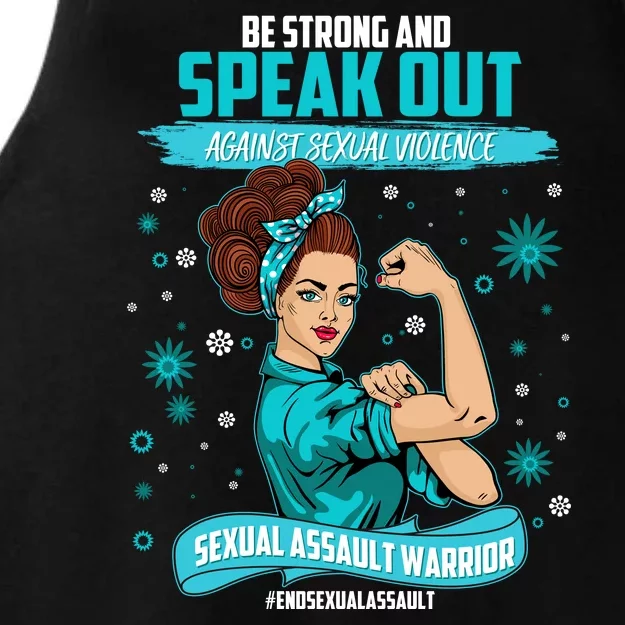 Be Strong Speak Out Against Sexual Violence Sexual Assault Warrior Ladies Tri-Blend Wicking Tank