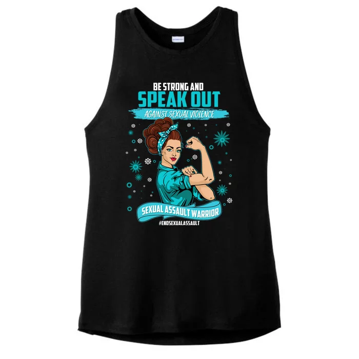 Be Strong Speak Out Against Sexual Violence Sexual Assault Warrior Ladies Tri-Blend Wicking Tank