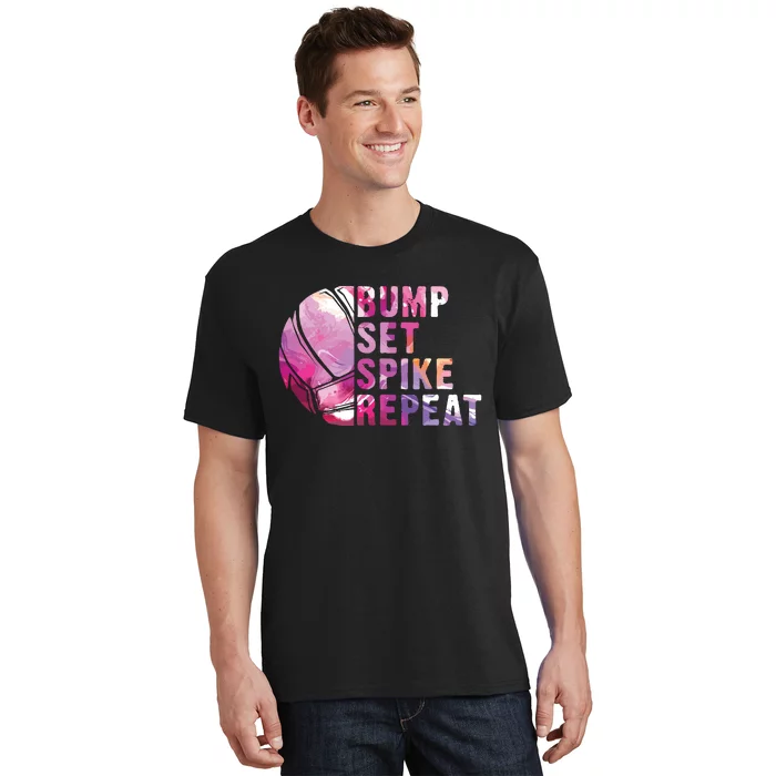 Bump Set Spike Repeat Volleyball Lover Athlete Sports Gift T-Shirt