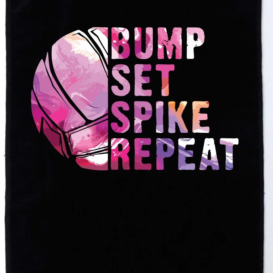 Bump Set Spike Repeat Volleyball Lover Athlete Sports Gift Platinum Collection Golf Towel