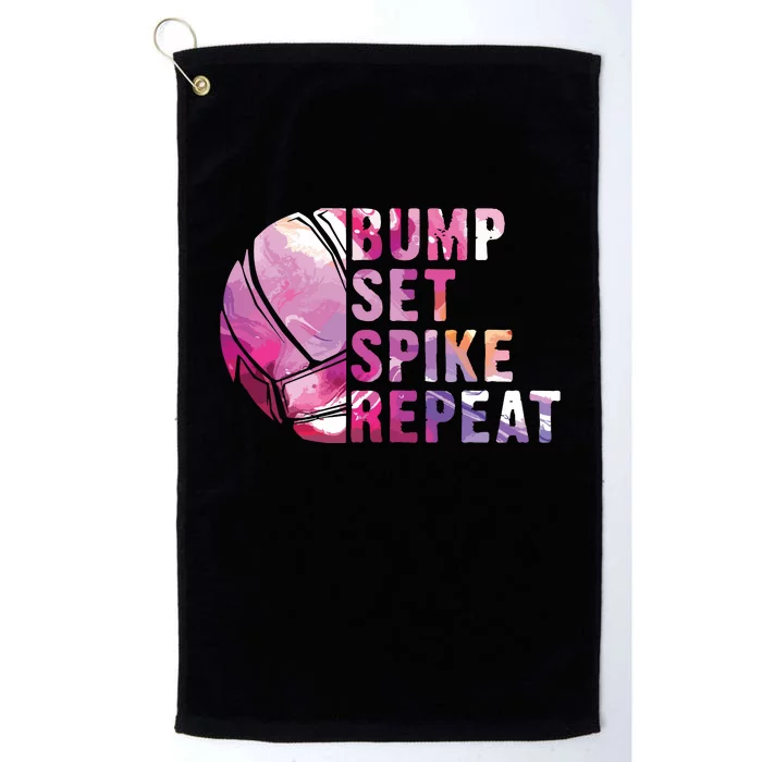 Bump Set Spike Repeat Volleyball Lover Athlete Sports Gift Platinum Collection Golf Towel