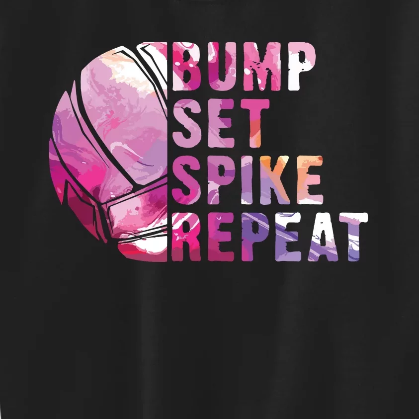 Bump Set Spike Repeat Volleyball Lover Athlete Sports Gift Kids Sweatshirt