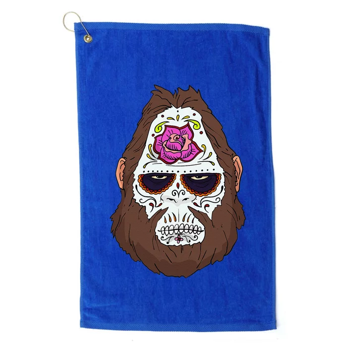 Bigfoot Sugar Skull Dia De Los Muertos Sasquatch Believer Platinum Collection Golf Towel