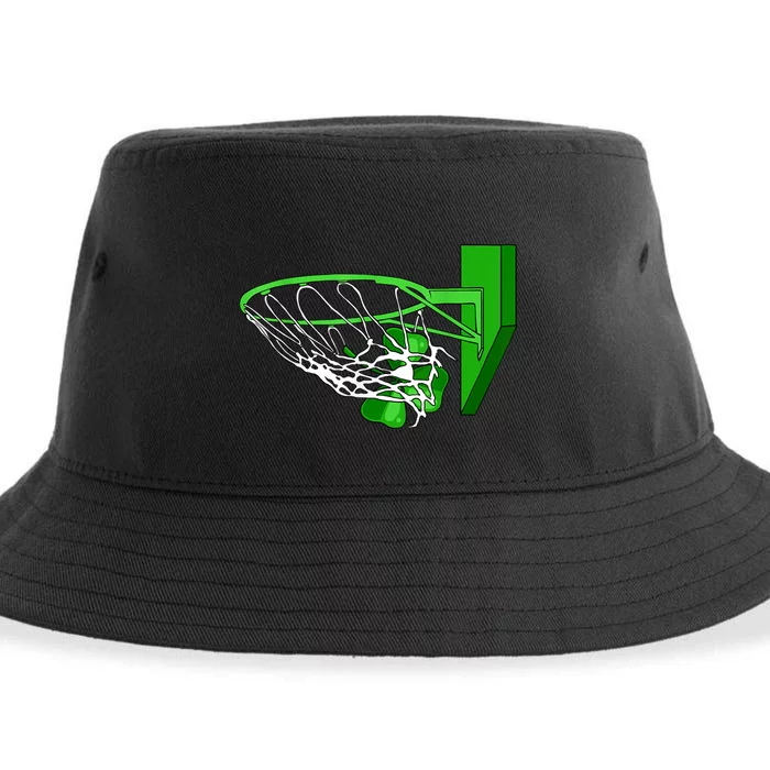 Basketball Shamrock St Patricks Day Sport Irish Clover Sustainable Bucket Hat