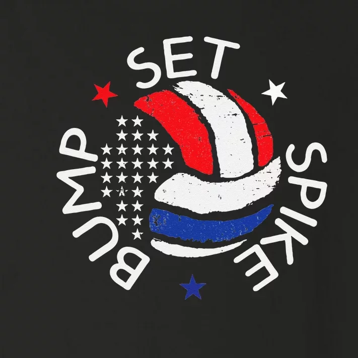 Bump Set Spike America Volleyball Red White Blue Toddler Long Sleeve Shirt