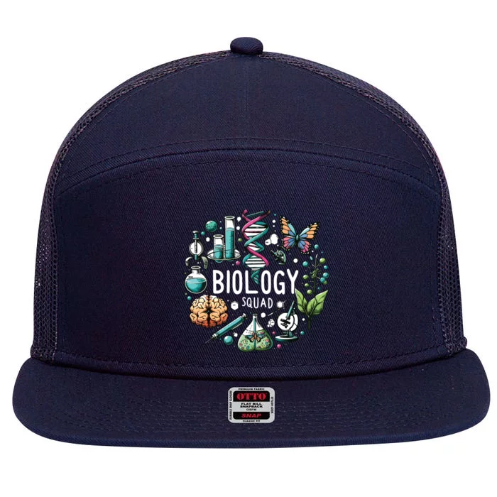 Biology Squad Scientists Biology Shirts For Biologist 7 Panel Mesh Trucker Snapback Hat