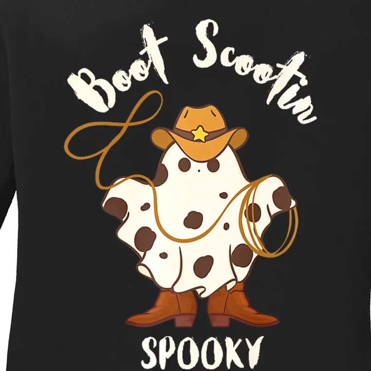 Boot Scootin Spooky ghost Ladies Long Sleeve Shirt