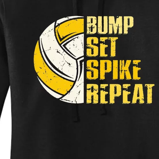 Bump Set Spike Repeat Volleyball Funny Women's Pullover Hoodie