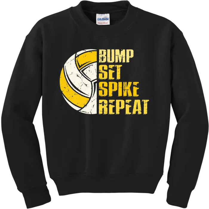 Bump Set Spike Repeat Volleyball Funny Kids Sweatshirt