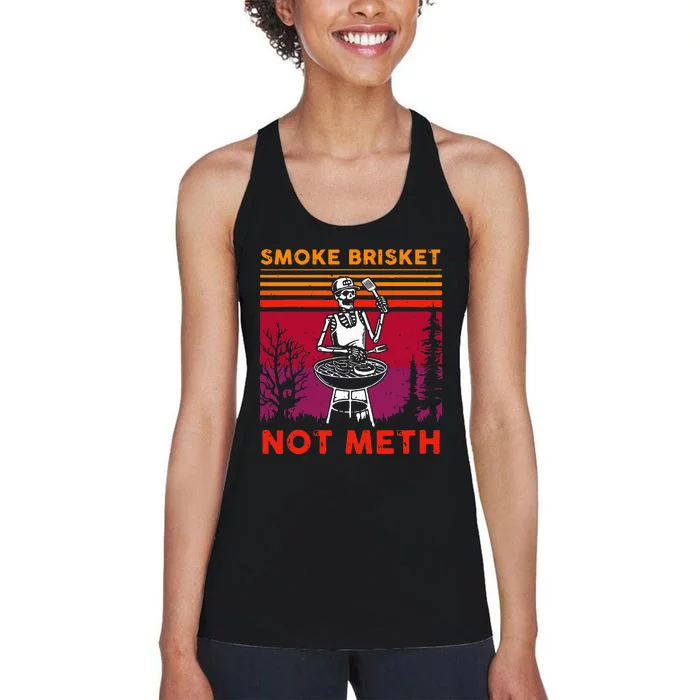 Bbq Skeleton Smoke Brisket Not Meth Grilling Master Women's Racerback Tank