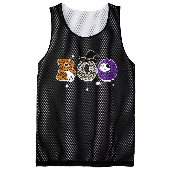 Boo Skull Spider Witch Hat Halloween Mesh Reversible Basketball Jersey Tank