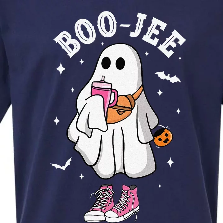 Boojee Spooky Season Cute Ghost Halloween Boujee Sueded Cloud Jersey T-Shirt