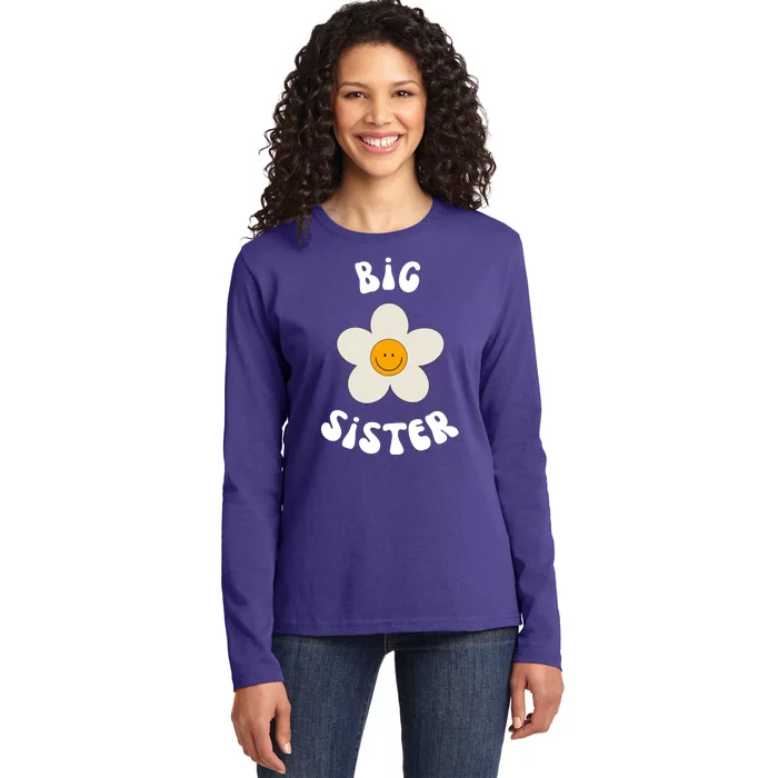 Big Sister Sunflower Retro Ladies Long Sleeve Shirt