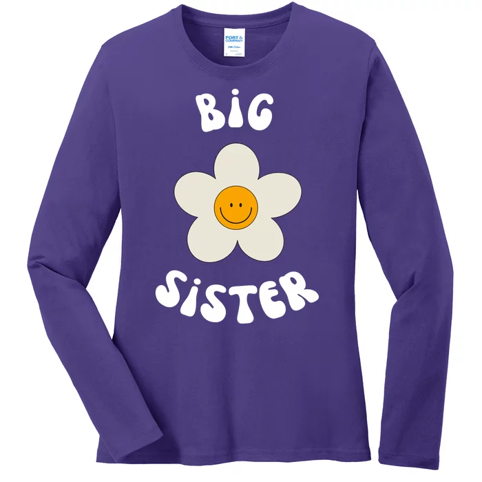 Big Sister Sunflower Retro Ladies Long Sleeve Shirt