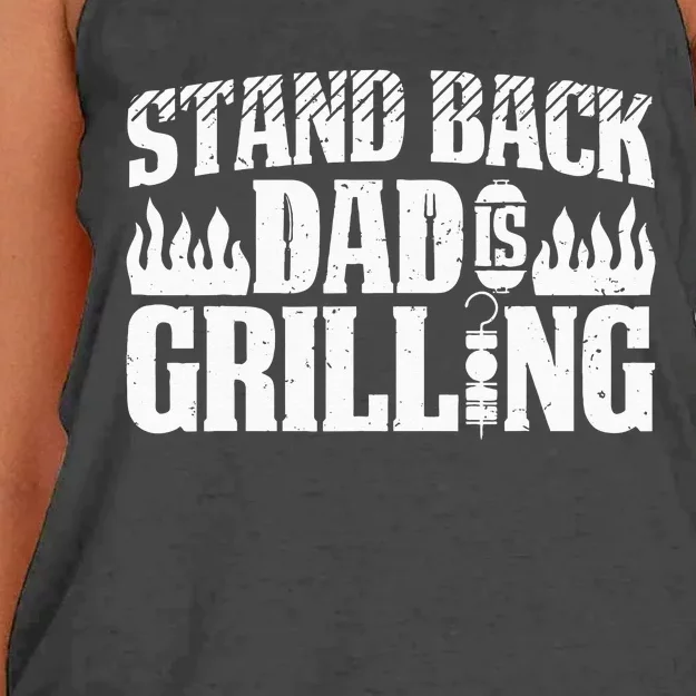 BBQ Smoker Stand Back Dad Is Grilling Women's Knotted Racerback Tank