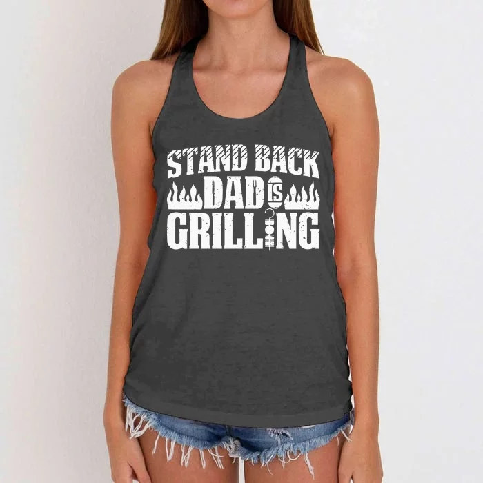 BBQ Smoker Stand Back Dad Is Grilling Women's Knotted Racerback Tank