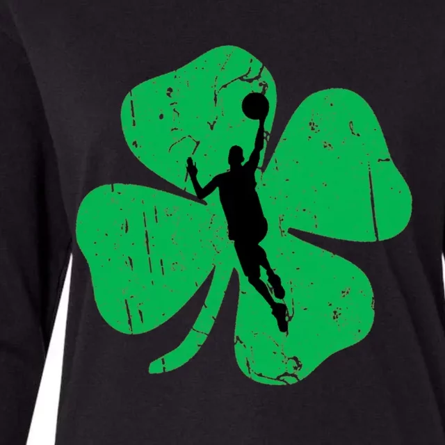 Basketball Shamrock St Patrick's Day Sports Gift Womens Cotton Relaxed Long Sleeve T-Shirt