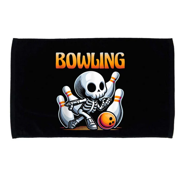 Bowling Skeleton Strikes Fun Microfiber Hand Towel