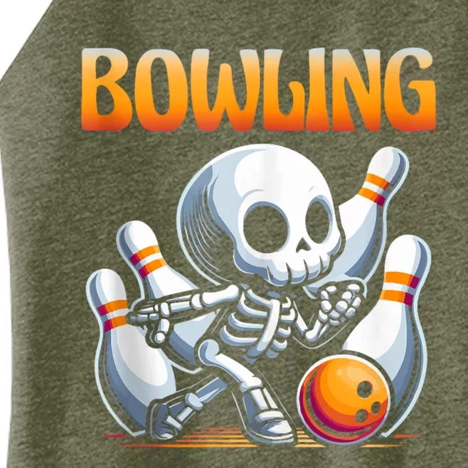 Bowling Skeleton Strikes Fun Women’s Perfect Tri Rocker Tank