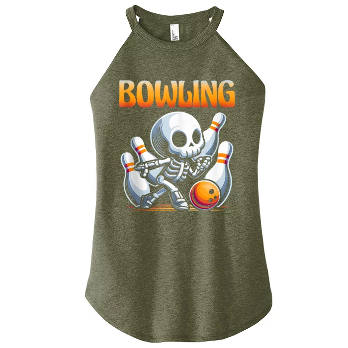 Bowling Skeleton Strikes Fun Women’s Perfect Tri Rocker Tank