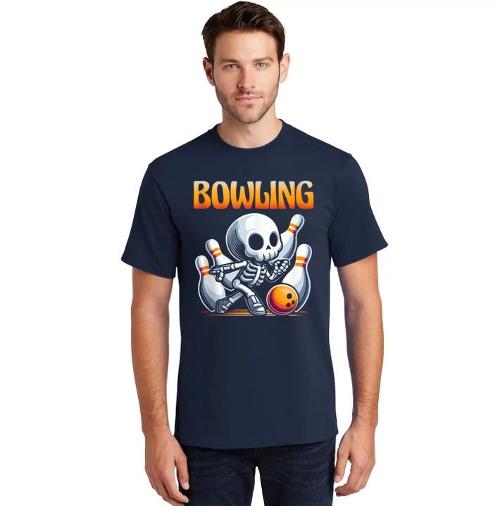 Bowling Skeleton Strikes Fun Tall T-Shirt