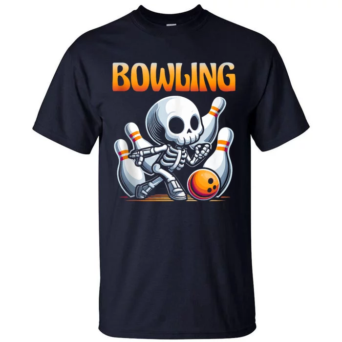 Bowling Skeleton Strikes Fun Tall T-Shirt