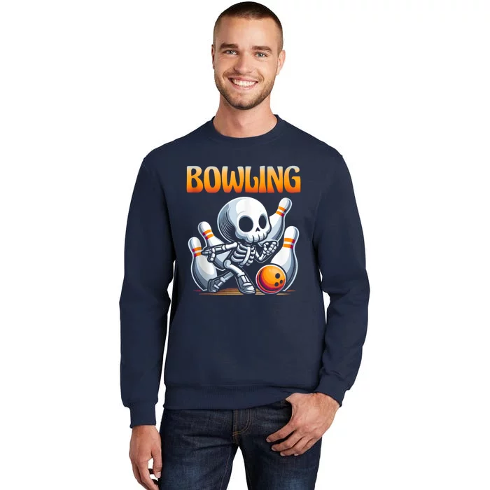 Bowling Skeleton Strikes Fun Tall Sweatshirt