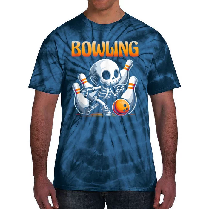 Bowling Skeleton Strikes Fun Tie-Dye T-Shirt