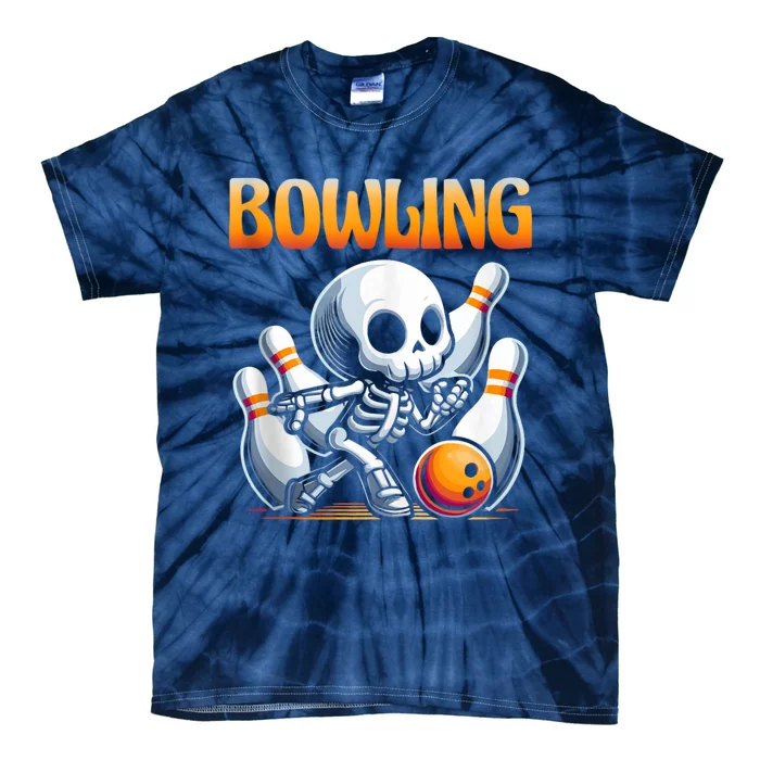 Bowling Skeleton Strikes Fun Tie-Dye T-Shirt