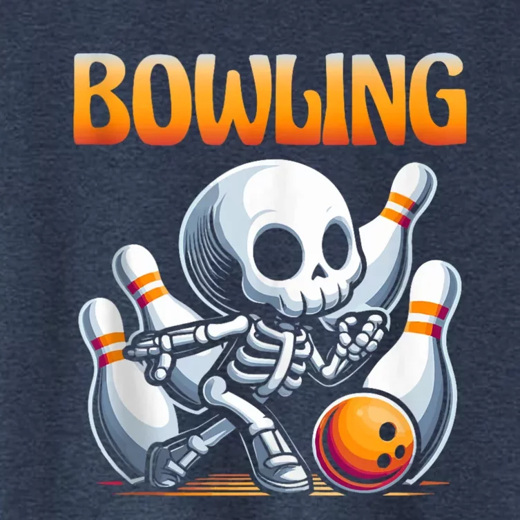 Bowling Skeleton Strikes Fun Women's Crop Top Tee