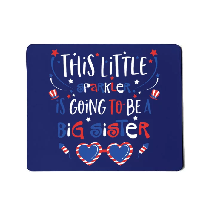 Big Sister Sparkler 4th of July Pregnancy Announcement Girl Mousepad