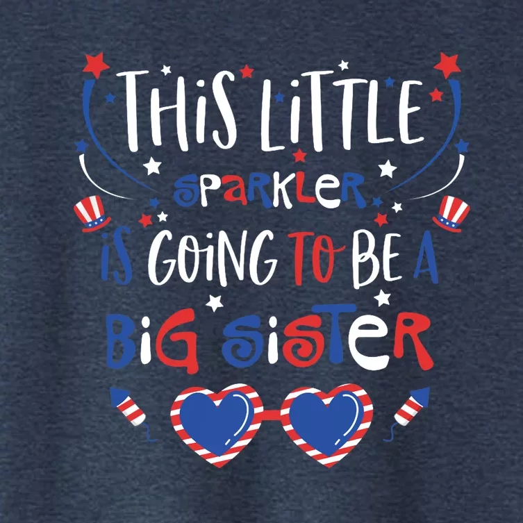 Big Sister Sparkler 4th of July Pregnancy Announcement Girl Women's Crop Top Tee