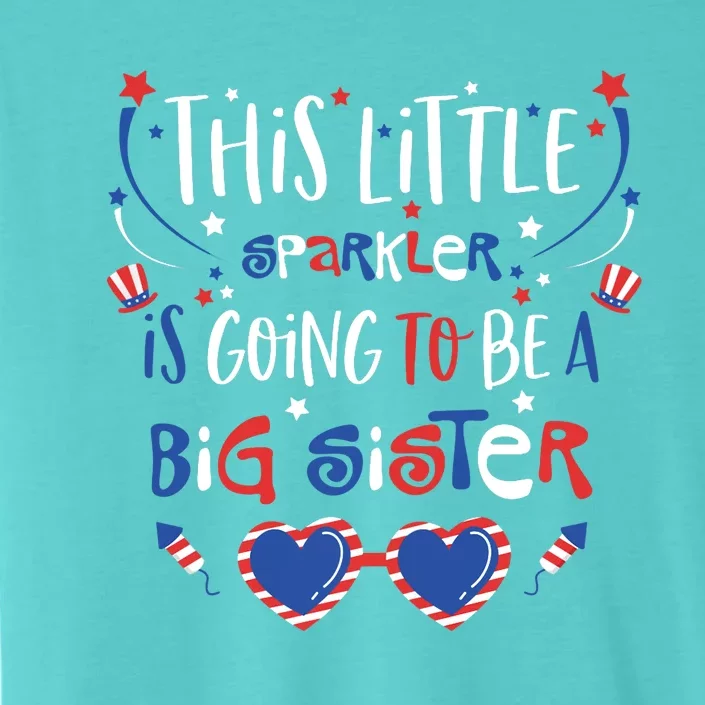 Big Sister Sparkler 4th of July Pregnancy Announcement Girl ChromaSoft Performance T-Shirt