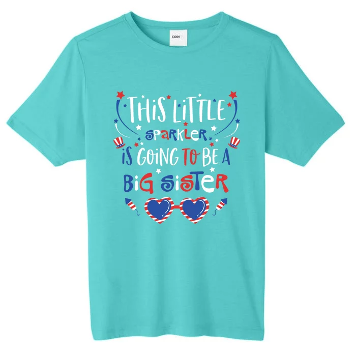 Big Sister Sparkler 4th of July Pregnancy Announcement Girl ChromaSoft Performance T-Shirt