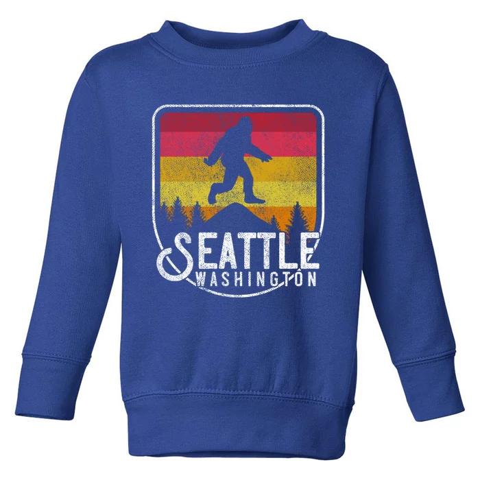 Bigfoot Sasquatch Seattle Washington Retro Hiking Outdoors Funny Gift Toddler Sweatshirt